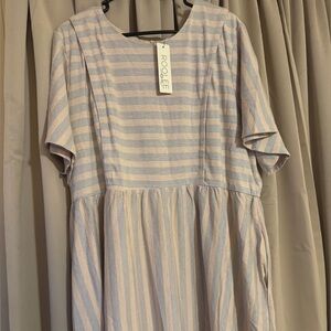 Roolee Blue and White Striped Dress